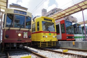 東京都交通局「路面電車の日」7001号車などトップナンバー4両展示