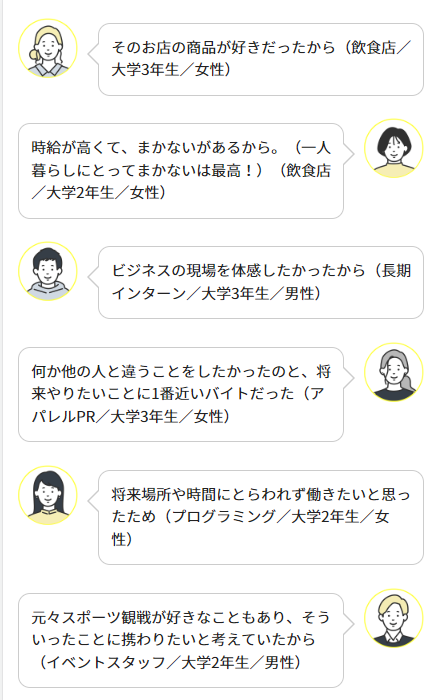 そのアルバイトをやろうと決めた理由