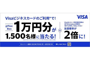 「Visaビジネスカード」利用でギフト券1万円分が当たるキャンペーン開催