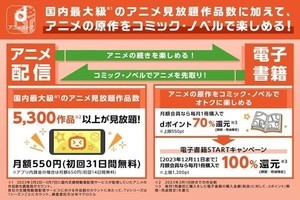 dアニメストア会員は毎月1冊分70％還元、電子書籍を販売開始