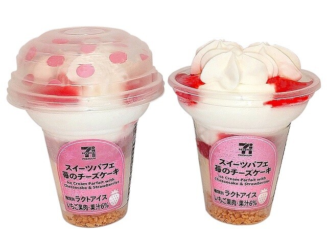 「7プレミアム スイーツパフェ 苺のチーズケーキ」(税込321円)