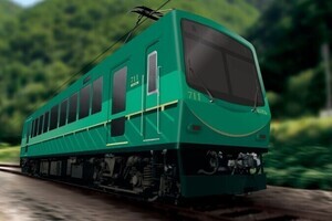 叡山電鉄700系リニューアル車両711号車「比叡山の神秘的な森」表現