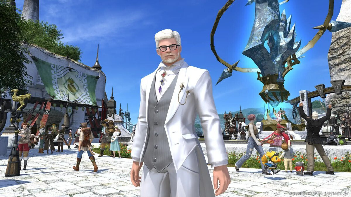 ケンタッキーとFF14がコラボ、カーネルがファンタジー世界へ？ ネット「チョコボが危ない」「チョコボ逃げてw」 マイナビニュース