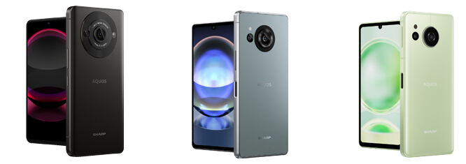左から順に「AQUOS R8s pro」「AQUOS R8s」「AQUOS sense8」