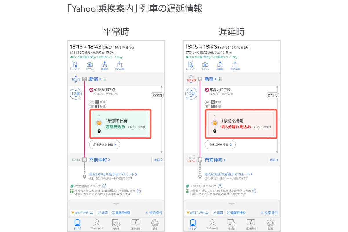 「Yahoo!乗換案内」での表示イメージ