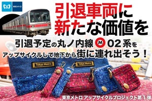 東京メトロ丸ノ内線02系の座席シート生地を布小物にアップサイクル
