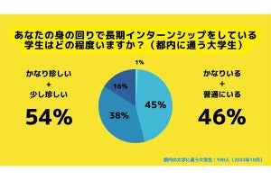 東京都内の大学生は「就活の長期インターンシップ」が多い、調査で明かされる