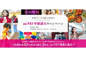 au／UQ mobile／povo1.0の「世界データ定額」を韓国で使うと50％還元