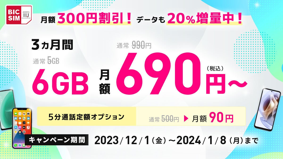 BIC SIM」乗り換えでSIMフリーiPhoneが20,000円引き、SIM単体でも