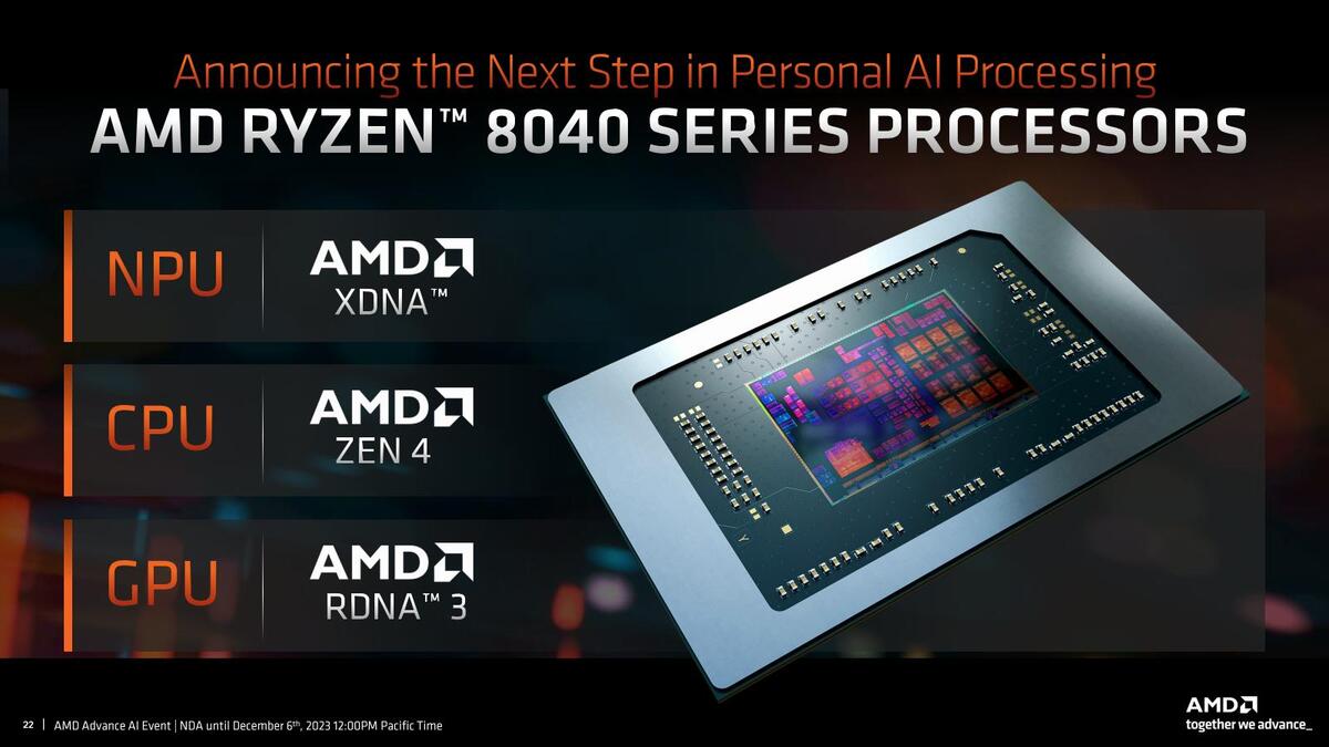 AMD、Ryzen 8040シリーズを発表 - AI性能を強化、Meteor Lakeに対抗か 