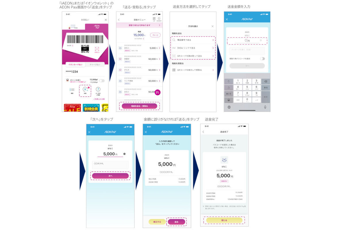「AEON Pay」に個人間送金機能を追加