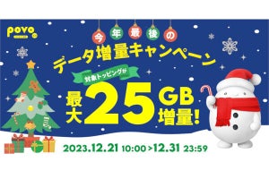 povo2.0、12月の月末セールを開始 - 1GB（30日間）トッピングや25GB増量キャンペーン