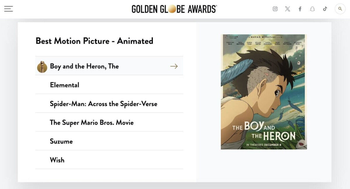 宮崎駿監督「君たちはどう生きるか」、ゴールデングローブ賞 アニメ映画賞を受賞 - ネットでも祝福の声