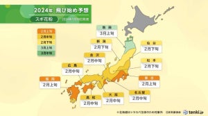 【2024年花粉飛散予測】スギ花粉は2月上旬九州〜関東の一部で飛散開始 - 北海道では前シーズン比600%以上