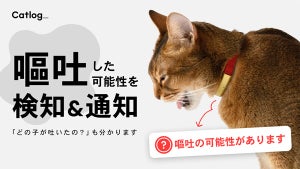 猫の嘔吐の可能性を検知して飼い主に知らせる首輪型デバイス「キャトログ」がアップデート