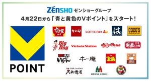 「青と黄色のVポイント」すき家、はま寿司、ココスなどゼンショーグループの店舗で4月22日導入へ