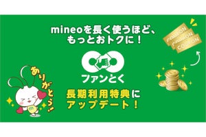 mineo、「ファン∞とく」を2月末にリニューアル - 長期利用特典が復活