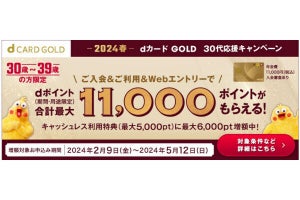 dカード GOLD、30代限定で11,000ポイント還元