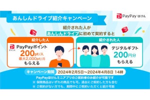 PayPayほけん、1日自動車保険の紹介で最大2,000ポイントもらえるキャンペーン