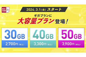 BIC SIMギガプランに大容量プラン、提供開始記念のXキャンペーンも