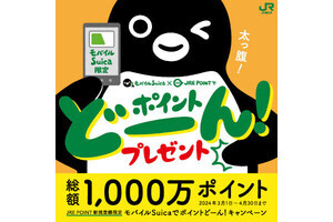 抽選で最大2,000ポイントもらえる「モバイルSuicaでポイントどーん！キャンペーン」