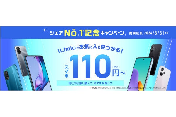 IIJmio、一括110円からの「シェアNo.1記念キャンペーン スマホ大 ...