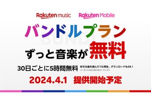 Rakuten Music、楽天モバイルユーザー向けに料金ゼロ円の「バンドルプラン」