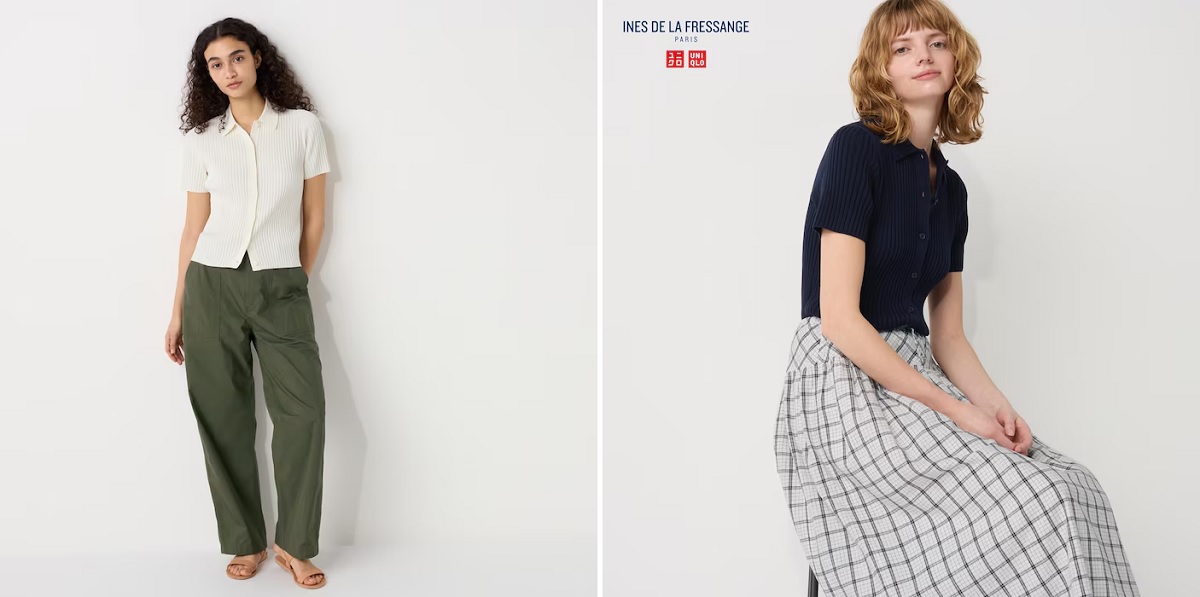 「UNIQLO / INES DE LA FRESSANGE PARIS」半袖リブポロカーディガン
