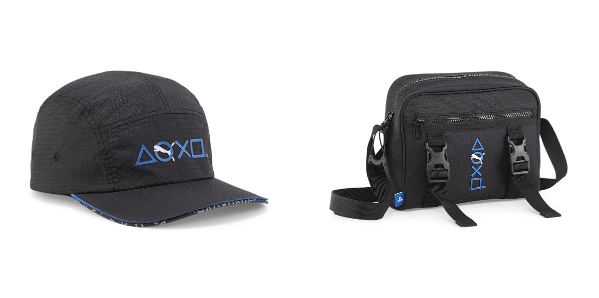 (左)PUMA x PlayStation CAP、(右)PUMA x PlayStation X(クロス) ボディ バッグ