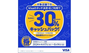 大阪府のスーパー「サンディ」「万代」でVisaのタッチ決済を利用すると30%キャッシュバック! 6月14日まで