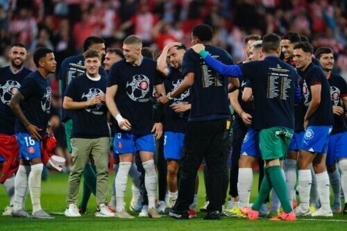 バルサ戦の勝利によりCL出場権を獲得したジローナ [写真]＝Icon Sport via Getty Images