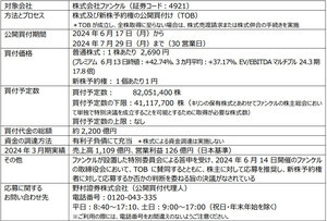 キリンHD、ファンケルの完全子会社化を目的とした公開買付け開始を決定 