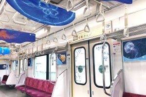 小田急電鉄3000形「くらげとれいん」新江ノ島水族館が広告ジャック