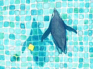 【見える…!】水を描いてないのに…ペンギンの水彩画が話題、こだわったポイントは? -  「とても素敵な絵」「涼しさ伝わる」「すごく気持ちよさそう」と大反響!