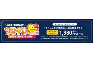 DTI SIM、「すごギガ」プランの基本料金が最大3カ月間550円引きになるキャンペーン