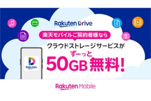楽天モバイル、Rakuten最強プラン契約者に「楽天ドライブ」50GBを無料提供