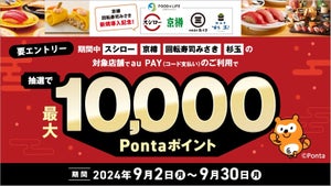 au PAY、「スシロー」など4店舗で最大1万Pontaポイントがあたる! お得なクーポンも