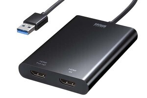 USB Type-Aを2基のHDMIに変換、4K対応のディスプレイアダプター　サンワサプライ