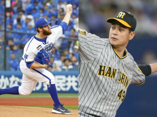 DeNA・ケイ、阪神・大竹耕太郎(C)Kyodo News