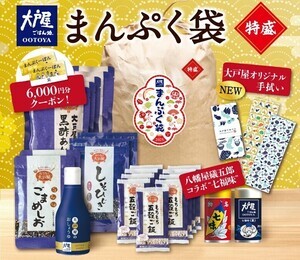 【2025年福袋】大戸屋「まんぷく袋」を3万袋限定発売! お得なクーポンや八幡屋礒五郎コラボ七味缶などが入った2種