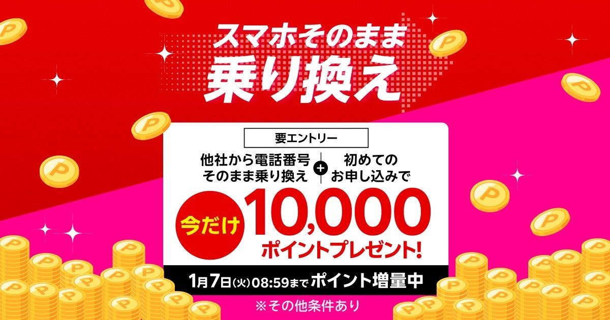 「【Rakuten最強プランはじめてお申し込み特典】他社から乗り換えでポイントプレゼント」キャンペーン