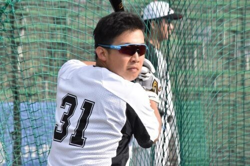 ロッテの菅野剛士［撮影日＝2020年2月9日］
