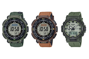 カシオ、「PRO TREK」のソーラー搭載「PRG-340」に自然派の新色2モデル