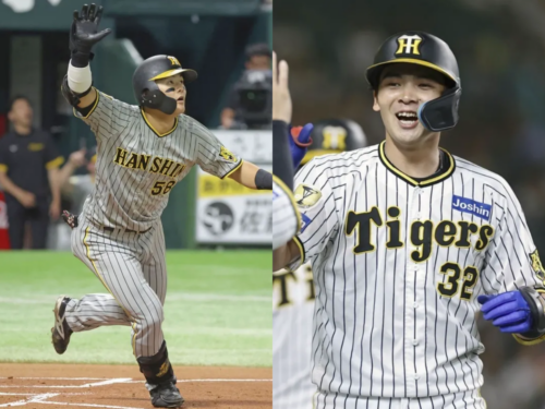 阪神・前川右京、井上広大 (C)Kyodo News、