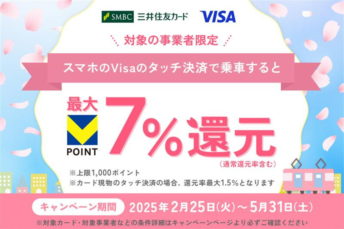 三井住友カード「対象の事業者でスマホのVisaのタッチ決済を使おう♪最大7％還元キャンペーン！」