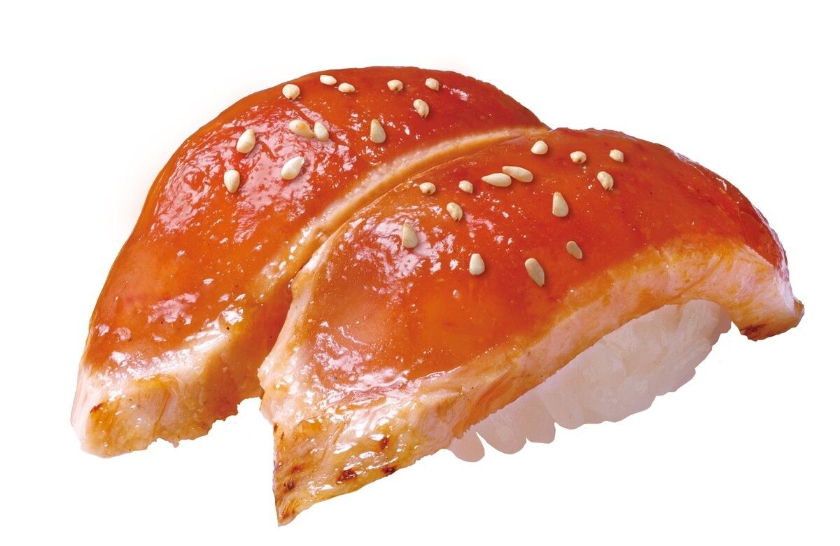 はま寿司「直火焼きびんちょう(大葉にんにく風味)」