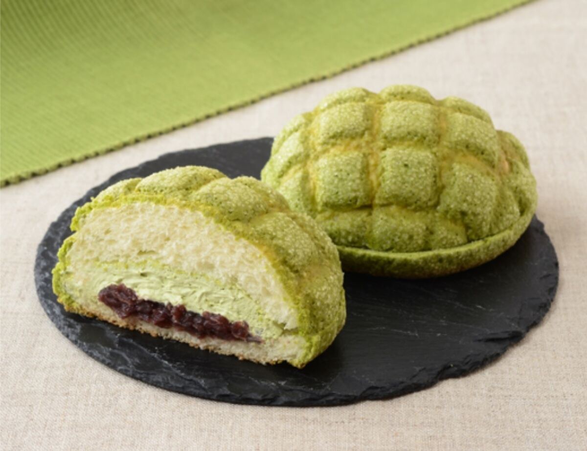 ローソン「森半　お抹茶&あんこメロンパン」