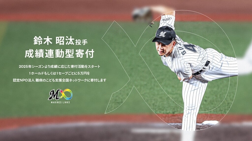 自身の成績に応じた寄付活動を行うことになったロッテ・鈴木昭汰（球団提供）