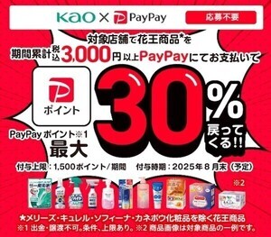 【PayPay×花王キャンペーン】 累計購入金額の最大30%を「PayPayポイント」で付与!