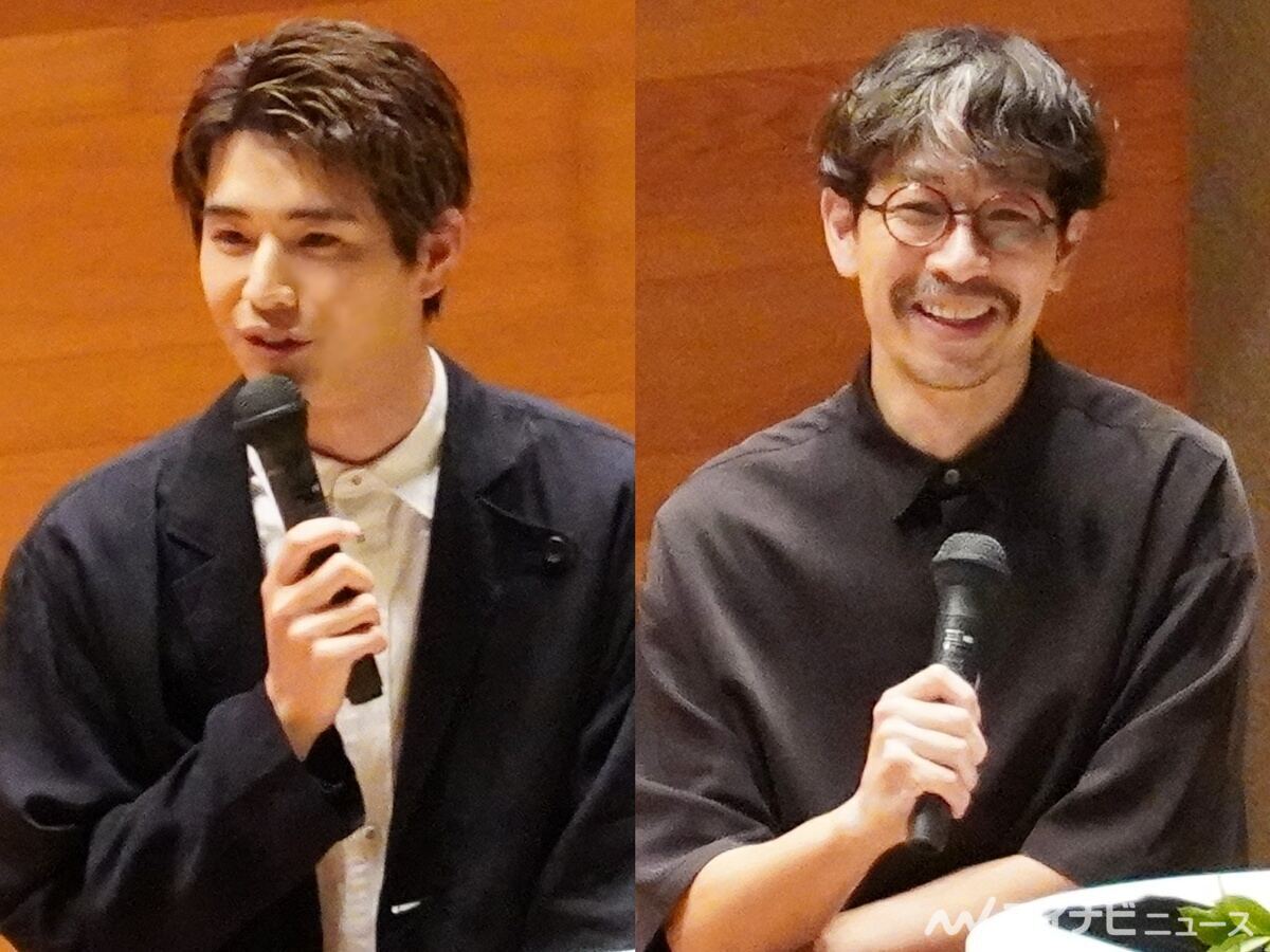 「連続テレビ小説『あんぱん』トークショー in 香美市」に登壇した中沢元紀（左）と西村雄正